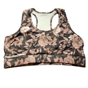 STARTING POINT Purple Floral Print Racerback Sports Bra